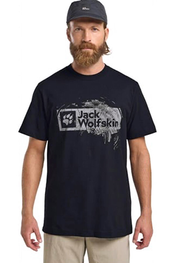 Jack Wolfskin BRAND T M Lacivert Erkek Kısa Kol T-Shirt