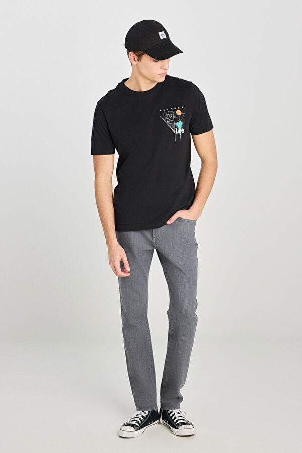 Lee Regular Fit Grafik Bas Siyah Erkek Kısa Kol T-Shirt
