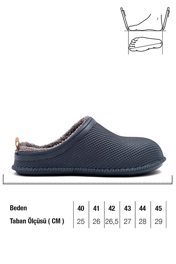 GEZER 12464 Eva İçi Kürklü Islak Zemin Erkek Kışlık Ev Bahçe Sokak İş Terliği