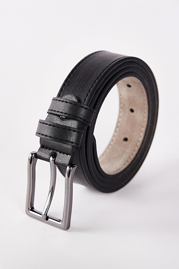 Tudors Erkek Deri 3 cm Klasik Siyah Kemer