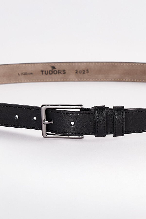 Tudors Erkek Deri 3 cm Klasik Siyah Kemer