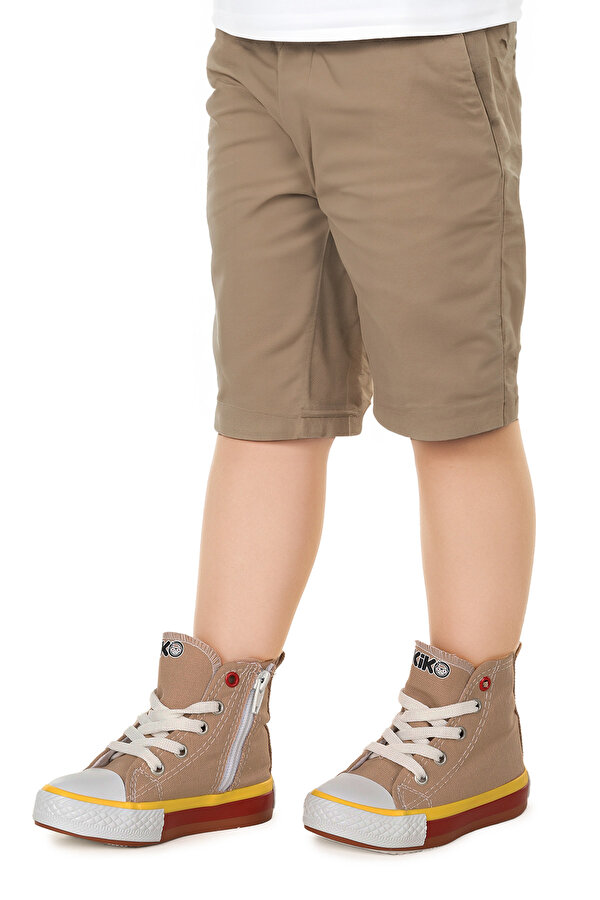 Kiko Kids Tinna Bağcıklı Erkek Çocuk Boğazlı Keten Spor Ayakkabı Bej
