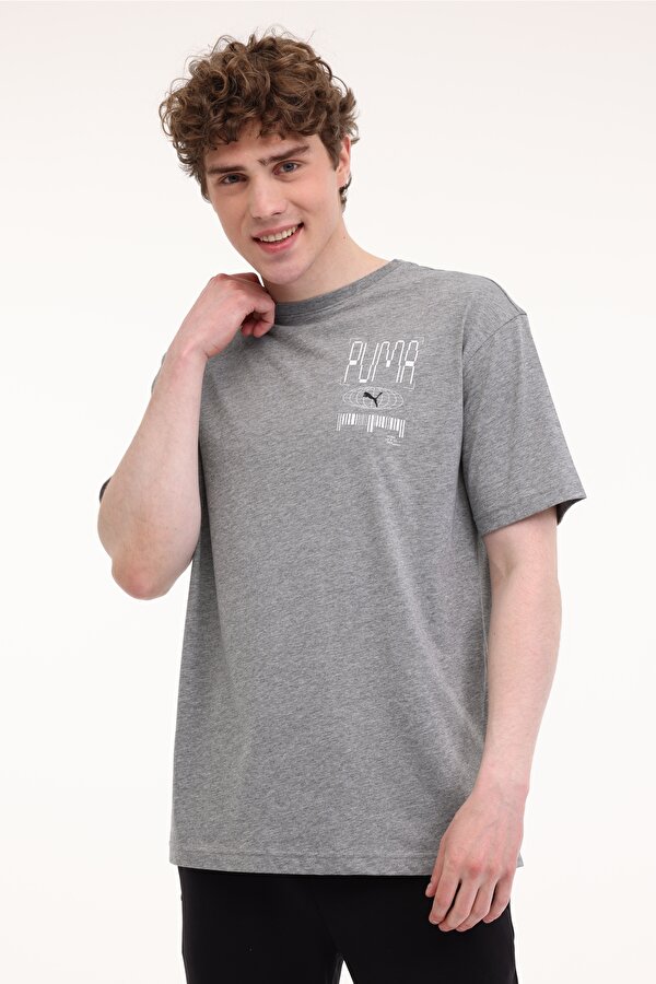 Puma M GRAPHICS TRAIN ILLUSTRA GRI Erkek Kısa Kol T-Shirt