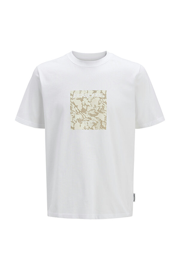 Jack & Jones JCOTARMAC CAMO FRONT TEE Beyaz Erkek Kısa Kol T-Shirt