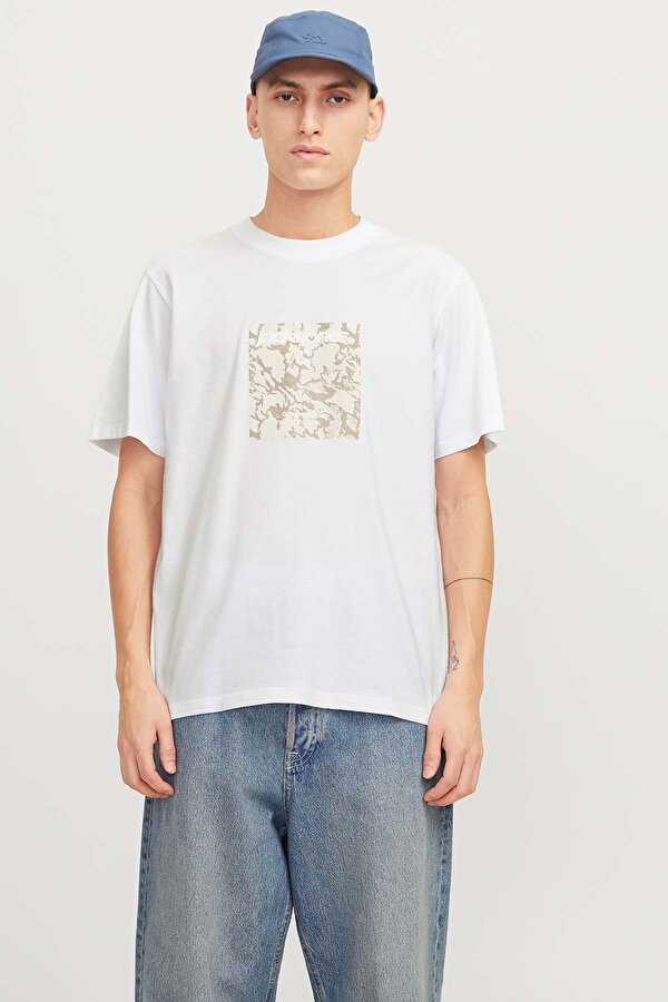 Jack & Jones JCOTARMAC CAMO FRONT TEE Beyaz Erkek Kısa Kol T-Shirt