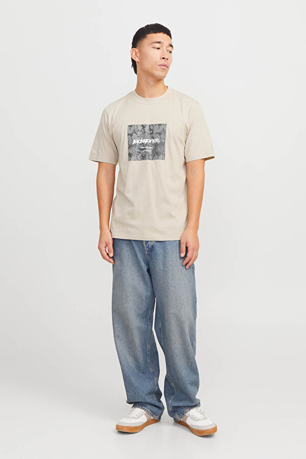 Jack & Jones JCOTARMAC CAMO FRONT TEE Ekru Erkek Kısa Kol T-Shirt