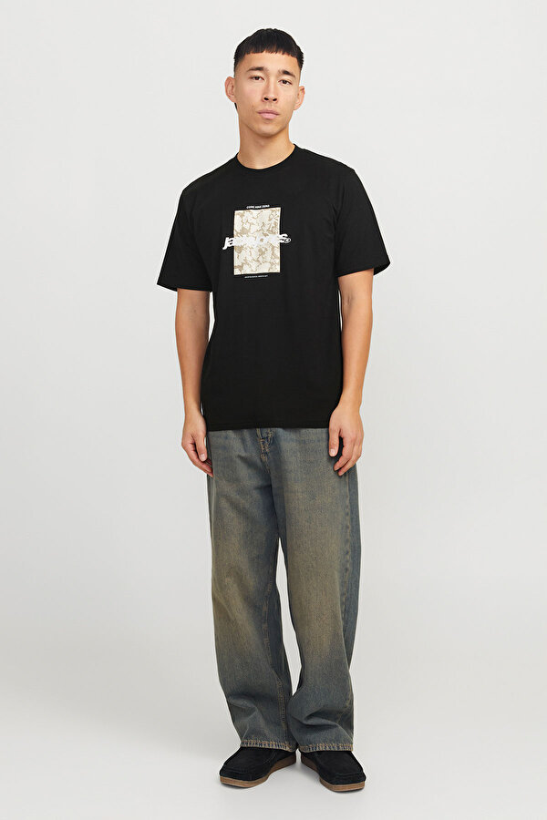 Jack & Jones JCOTARMAC CAMO FRONT TEE Siyah Erkek Kısa Kol T-Shirt