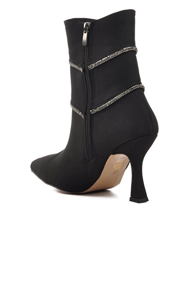 A Spor Aspor Siyah Saten Kadın Topuklu Bot