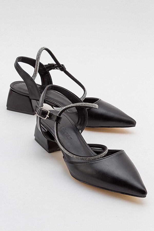 Ccway Taşlı Kadın Topuklu Sandalet SİYAH CİLT