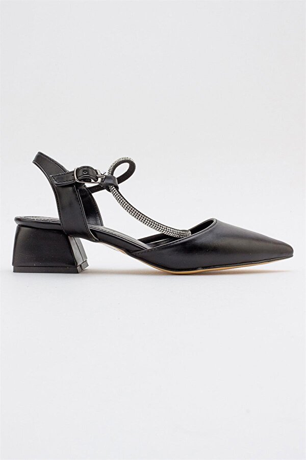 Ccway Taşlı Kadın Topuklu Sandalet SİYAH CİLT