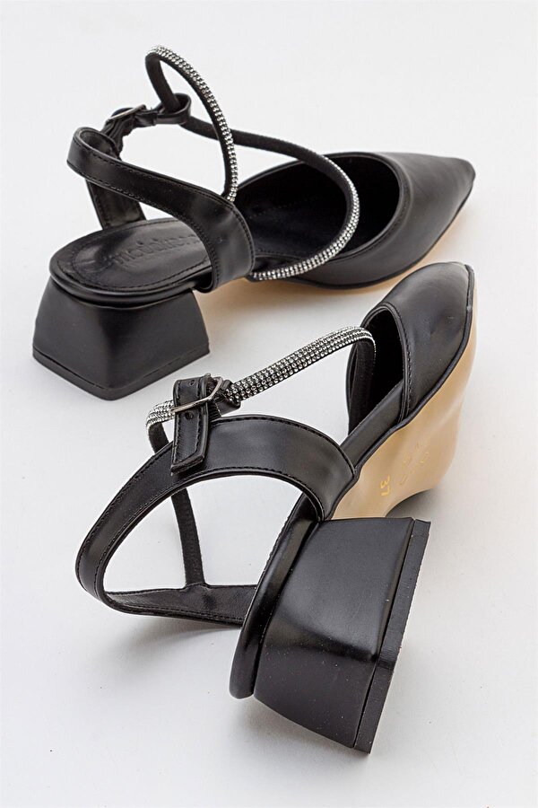 Ccway Taşlı Kadın Topuklu Sandalet SİYAH CİLT