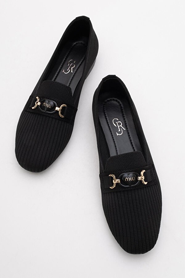 Ccway Kadın Tokalı Triko Ayakkabı SİYAH