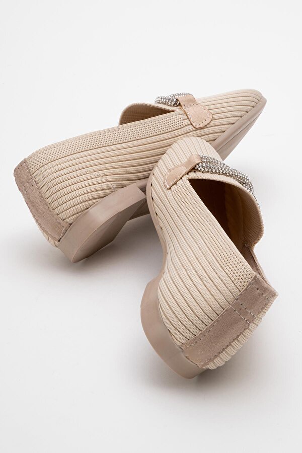 Ccway Kadın Taşlı Triko Ayakkabı BEJ