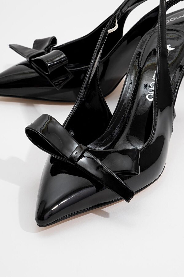 Ccway Kadın Fiyonklu Topuklu Ayakkabı SİYAH RUGAN