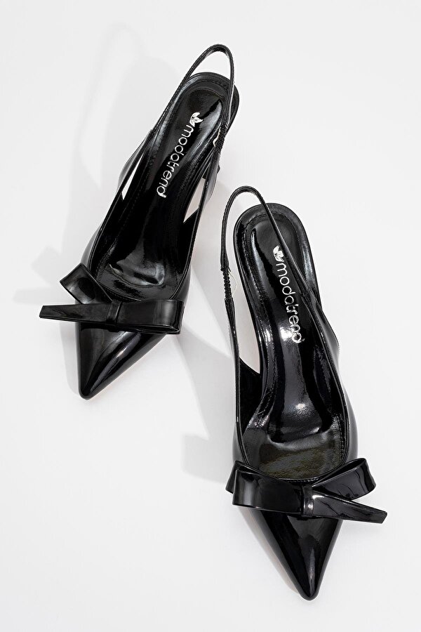 Ccway Kadın Fiyonklu Topuklu Ayakkabı SİYAH RUGAN