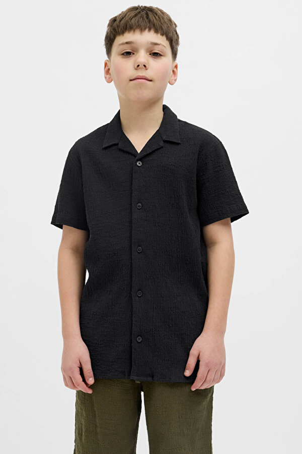 Jack & Jones JORLUKE CRINKLE  SS JNR Siyah Erkek Çocuk Gömlek
