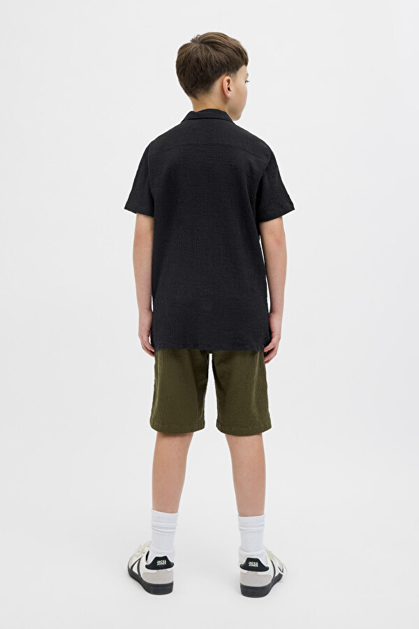 Jack & Jones JORLUKE CRINKLE  SS JNR Siyah Erkek Çocuk Gömlek