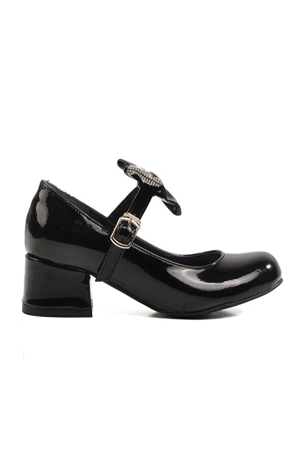 A Spor Aspor Siyah Fiyonk Kurdeleli Bantlı Kız Çocuk Babet