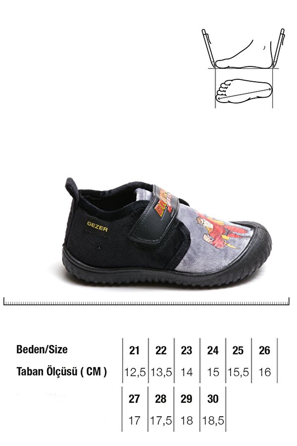 GEZER Kışlık Braveman Baskılı Rahat Cırtlı Erkek Bebek Çocuk Panduf