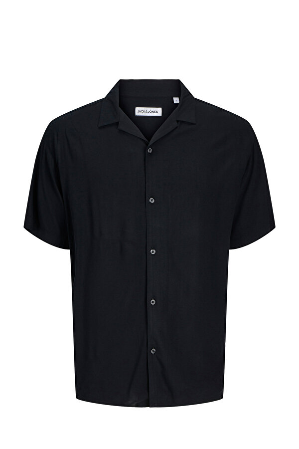 Jack & Jones JJEJEFF SOLID RESORT SHIR Siyah Erkek Uzun Kollu Gömlek
