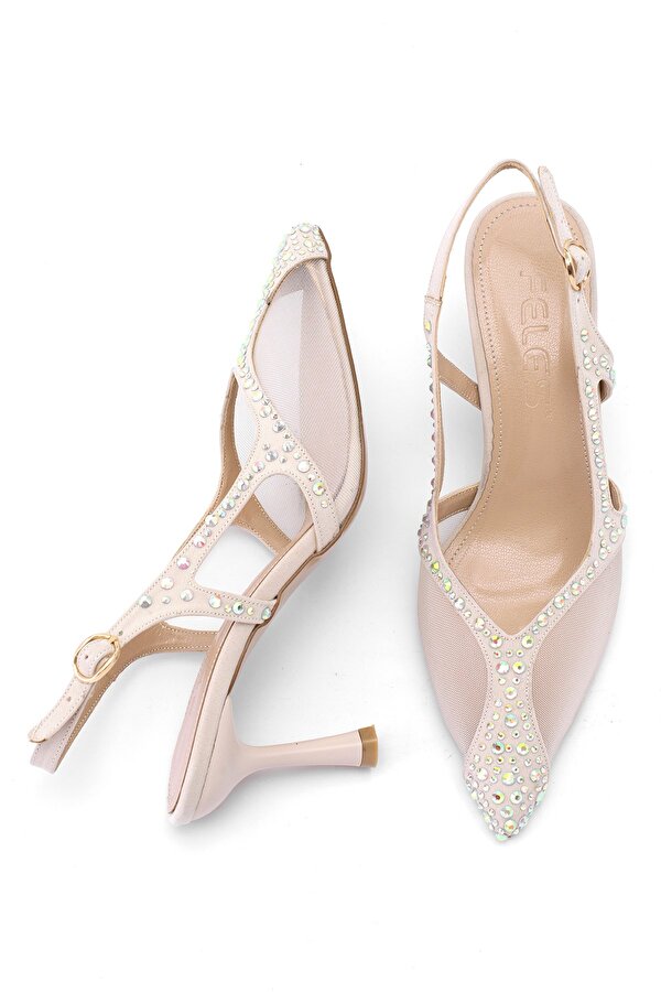 Ayakkabı Fuarı Elit FLS129-1315T Kadın Klasik Topuklu Ayakkabı Ten