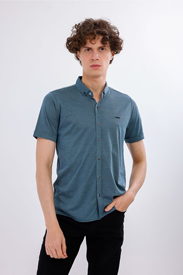 DECAS MIRARI Kısa Kollu Basic Gömlek - Mavi