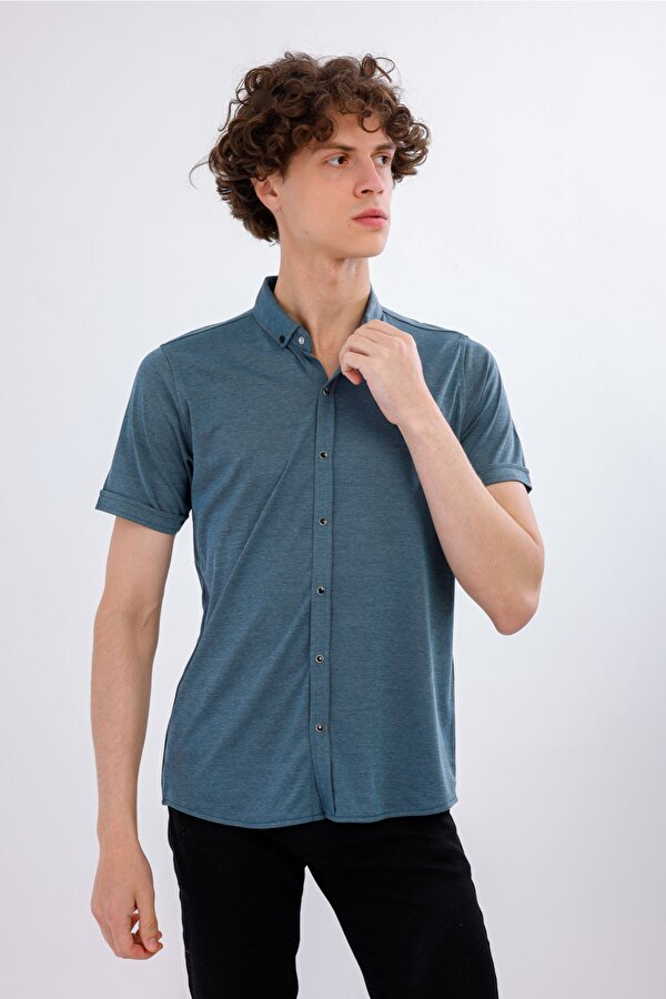 DECAS MIRARI Kısa Kollu Basic Gömlek - Mavi
