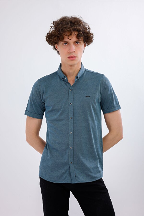 DECAS MIRARI Kısa Kollu Basic Gömlek - Mavi