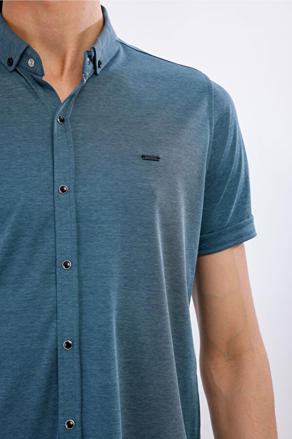 DECAS MIRARI Kısa Kollu Basic Gömlek - Mavi