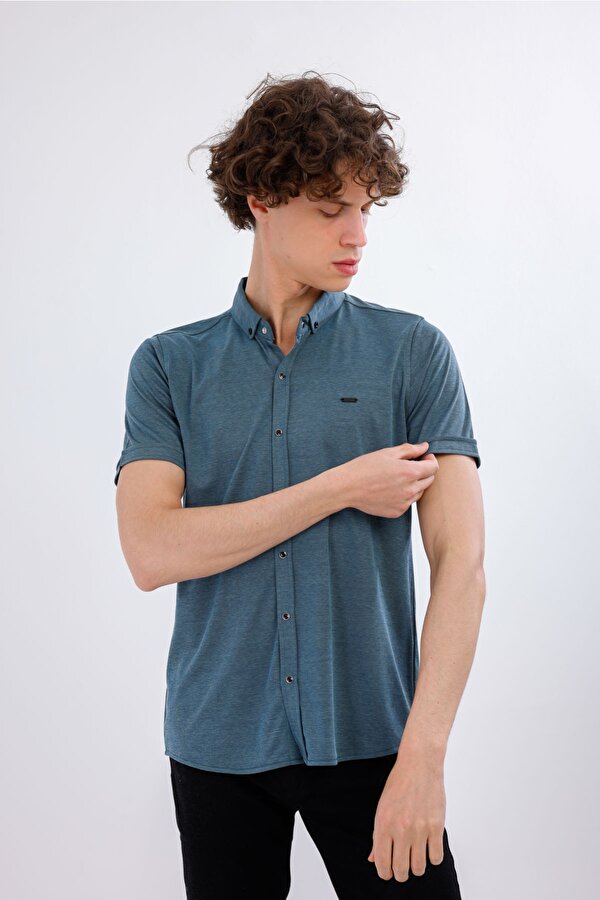 DECAS MIRARI Kısa Kollu Basic Gömlek - Mavi
