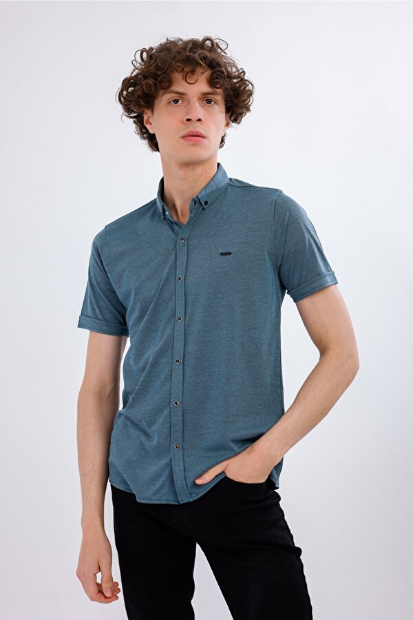 DECAS MIRARI Kısa Kollu Basic Gömlek - Mavi