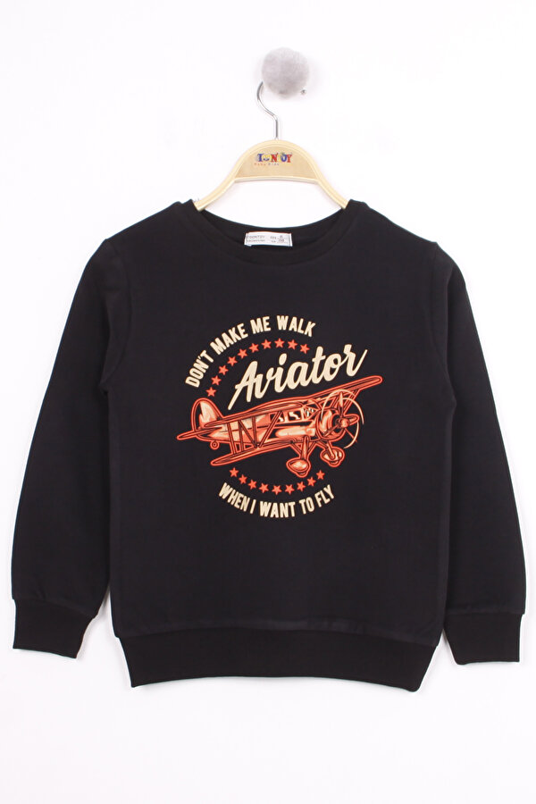 Toontoy Kids Toontoy Erkek Çocuk Uçak Baskılı Sweatshirt