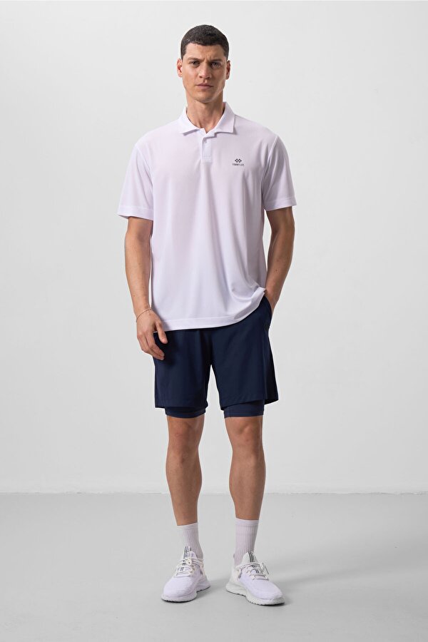 TOMMYLIFE İndigo Polyester İnce Yumuşak Standart Fit Erkek Taytlı Şort - 81287