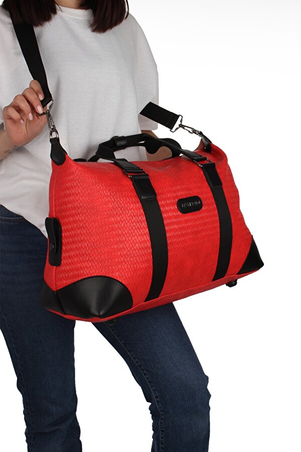 byHAKAN GK47 UNİSEX SEYAHAT\SPOR ÇANTASI VE EL VALİZİ KIRMIZI