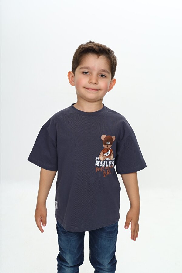 Toontoy Kids Toontoy Erkek Çocuk Rules Şapkalı Ayı Baskılı Tişört