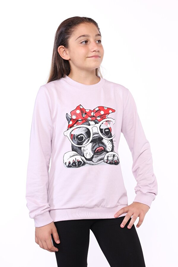 Toontoy Kids Toontoy Kız Çocuk Köpek Figür Baskılı Sweatshirt