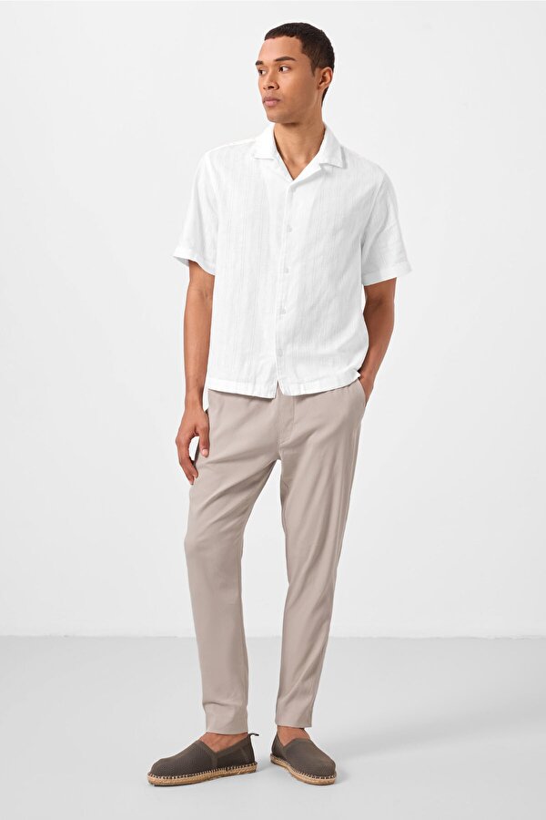 TOMMYLIFE Taş Standart Fit Dokuma Hafif Esnek Chino Erkek Pantolon - 82177