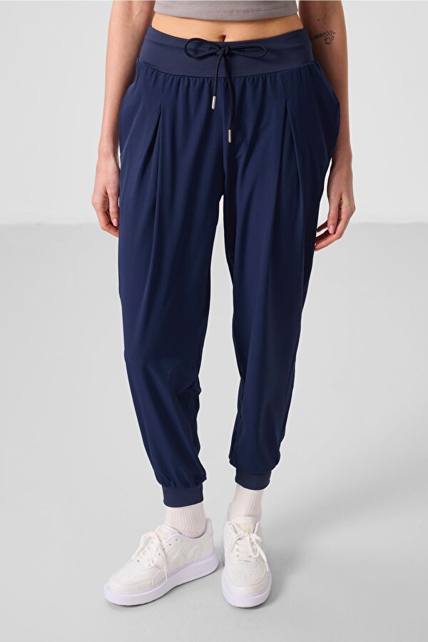 TOMMYLIFE İndigo Polyester Cepli Standart Kalıp Kadın Pantolon - 94677