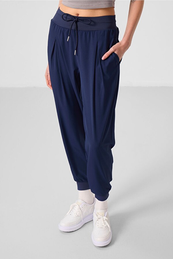 TOMMYLIFE İndigo Polyester Cepli Standart Kalıp Kadın Pantolon - 94677