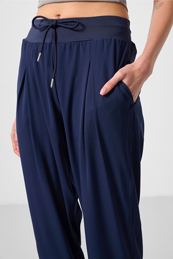 TOMMYLIFE İndigo Polyester Cepli Standart Kalıp Kadın Pantolon - 94677