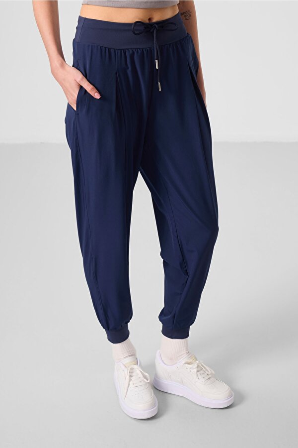 TOMMYLIFE İndigo Polyester Cepli Standart Kalıp Kadın Pantolon - 94677