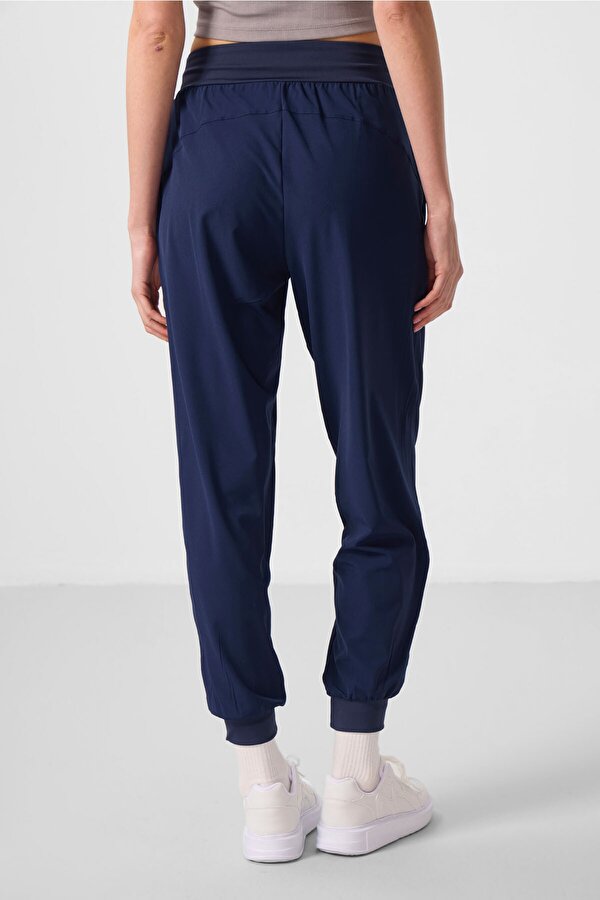 TOMMYLIFE İndigo Polyester Cepli Standart Kalıp Kadın Pantolon - 94677