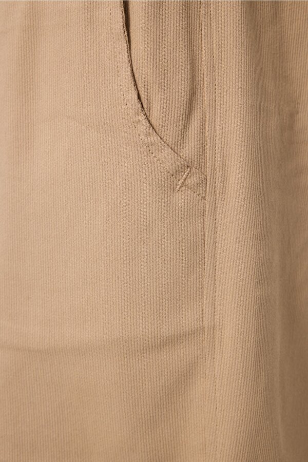 TOMMYLIFE Koyu Bej Standart Fit Dokuma Hafif Esnek Chino Erkek Şort - 81289