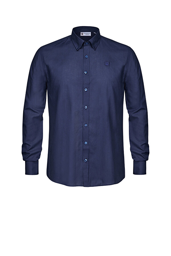 Lumberjack VOILE SHIRT LS BUTTON DOW NAVY BLUE Man Shirt