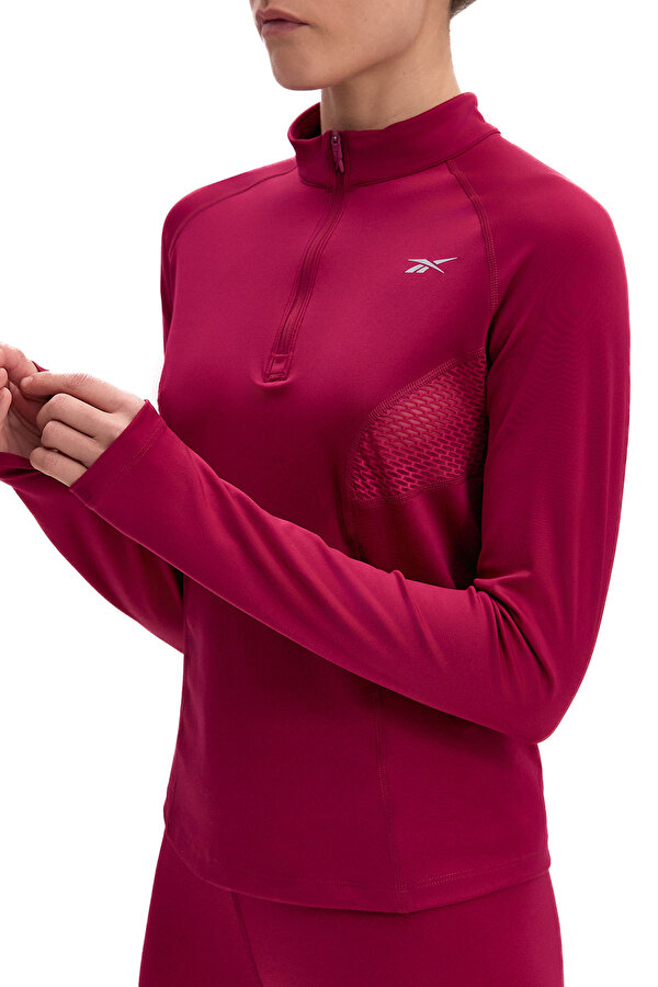 Reebok Running 1/4 Zip Фуксия Женщина Джемпер
