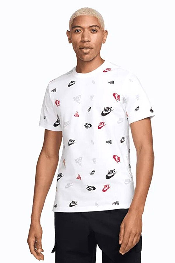 Nike M NSW TEE 12MO AOP SP25 Beyaz Erkek Kısa Kol T-Shirt