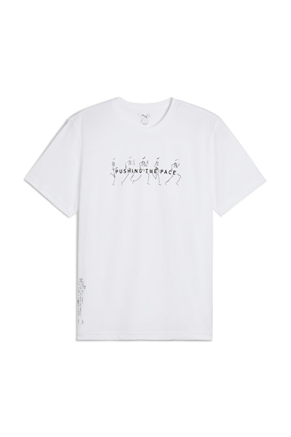 Puma GRAPHICS RUNNING ILLUSTRA Beyaz Erkek Kısa Kol T-Shirt