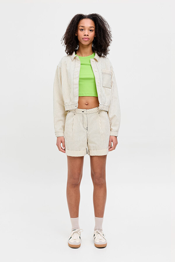 Jjxx JXMADDY RLX CTN MW SHORTS Beyaz Kadın Uzun Kollu Gömlek