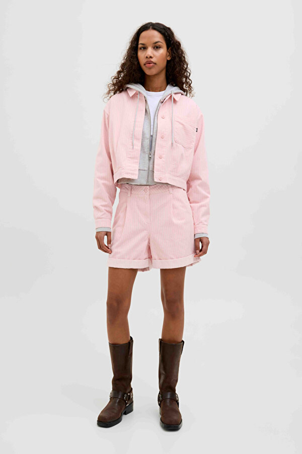 Jjxx JXMADDY RLX CTN MW SHORTS Pembe Kadın Uzun Kollu Gömlek