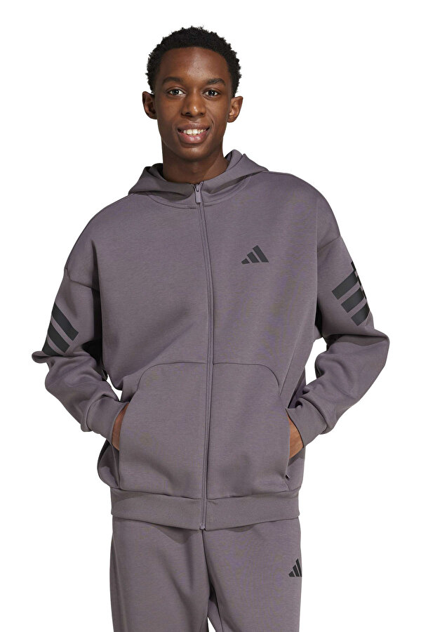 adidas M FI 3S FZ          GREST Antrasit Erkek Fermuarlı Sweatshirt